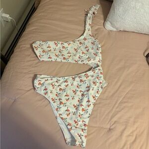 Abercrombie & Fitch White Floral Cut-Out Swimsuit